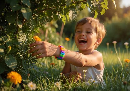 Enfant avec bracelet anti-moustiques